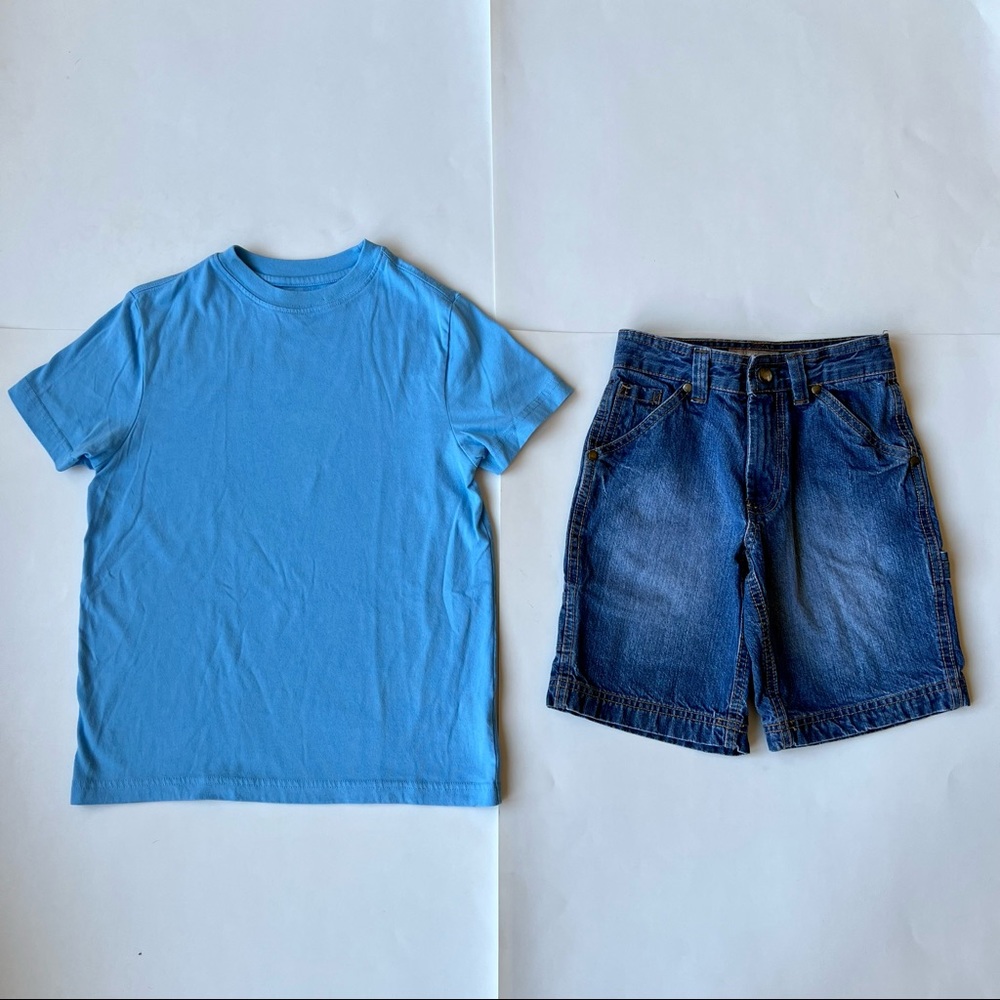 Arizona Jean Company Small Blue Shirt 7 Denim Blue Jean Shorts Outfit Lot